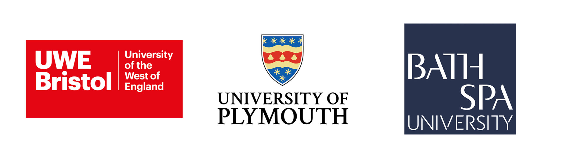 University of the West of England, University of Plymouth and Bath Spa University logos