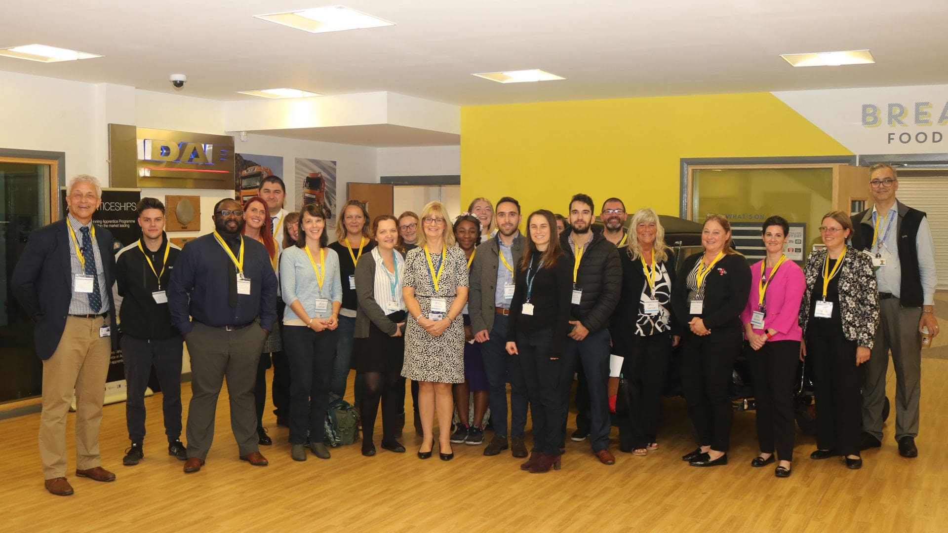 Group shot of staff members at careers event, Ambitions
